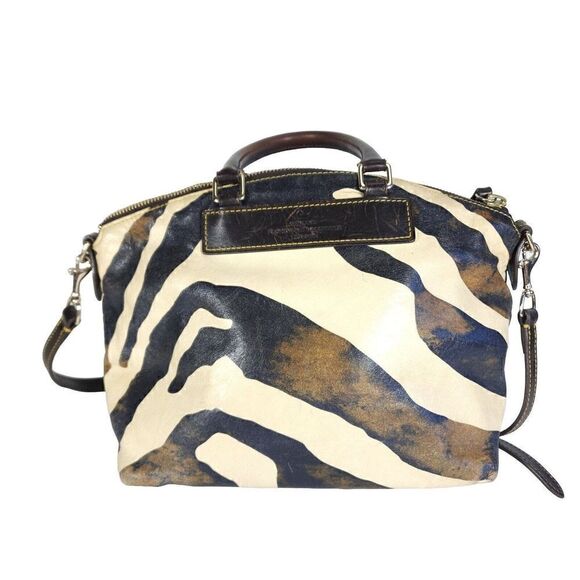 Dooney & Bourke Tri-Color Zebra Leather Strap Designers Shoulder Hobo Bag F23 - Picture 2 of 16